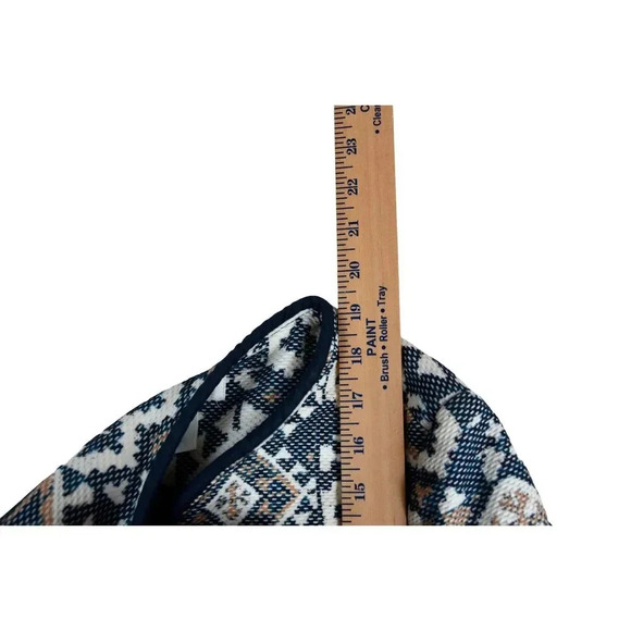 H&M Women's Sz 2 Open Front Blue Blazer Linen Aztec Boho Casual Career - Picture 6 of 8